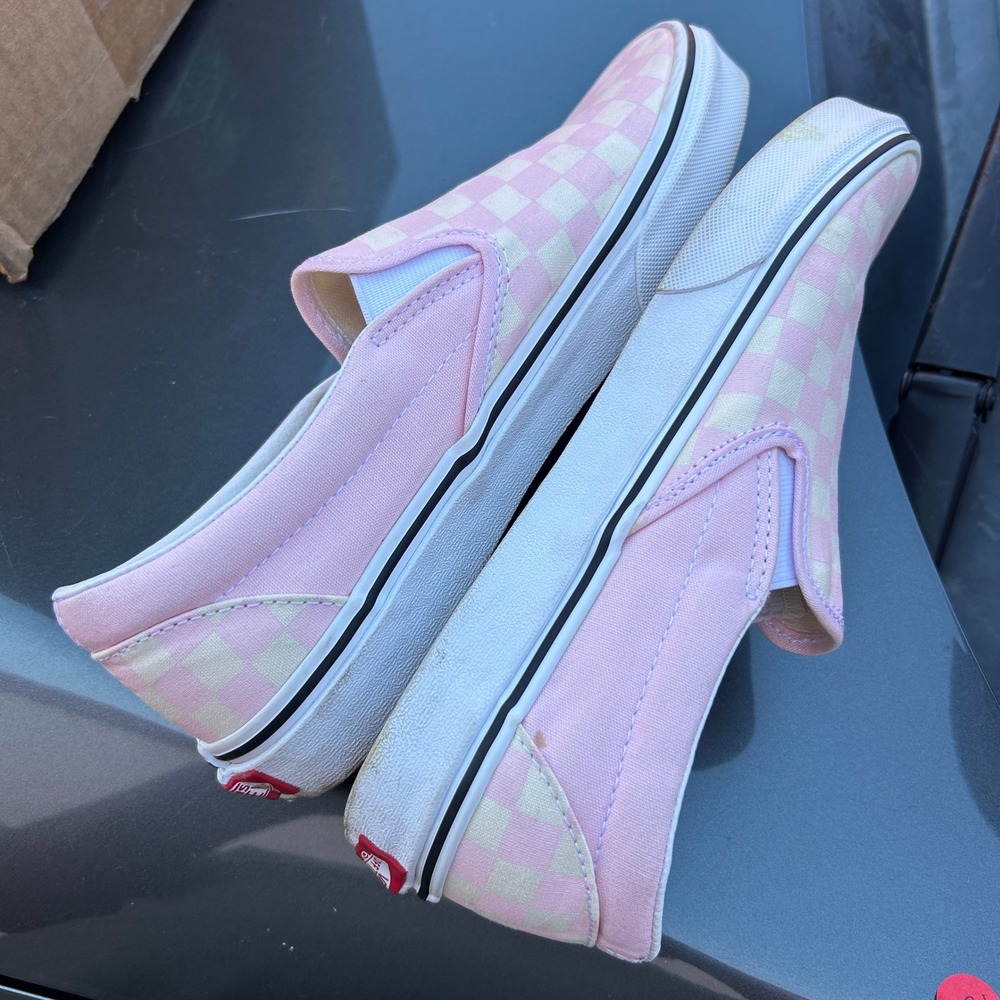 Vans Classic Slip-On Pink Checkerboard Sneakers Mens 7.5 Womens 9 - Picture 4 of 8